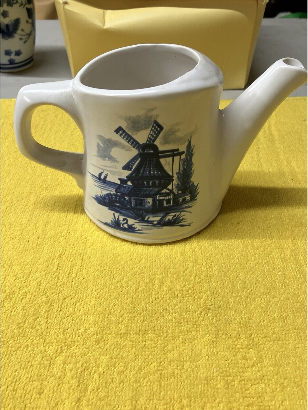 Vintage McCoy Pottery Blue Holland Windmill Small Pitcher 721